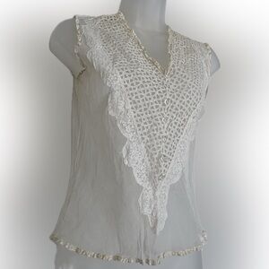Wearable antique 1920s cram cotton lace blouse